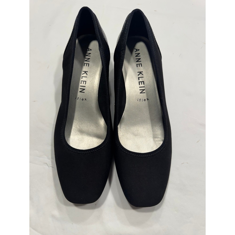Anne Klein iFlex Wisher2 Black Wedge Pumps Square Toe Patent Heel 9.5M - Picture 4 of 8